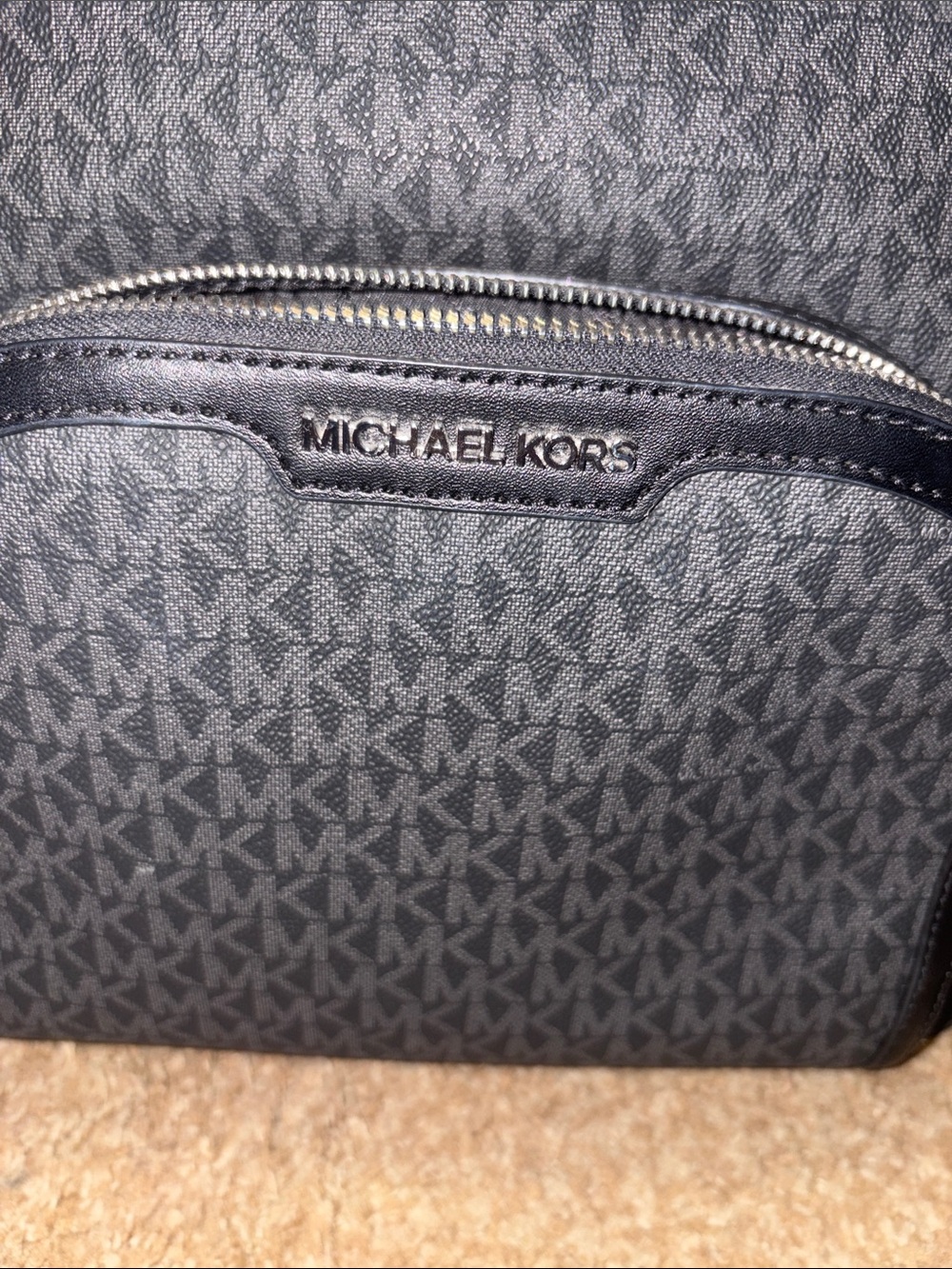 Michael Kors Black MK Signature Backpack with Front Zip Pocket - Picture 4 of 10